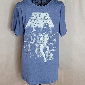 STAR WARS Blue and‎ White Graphic Shirt Small